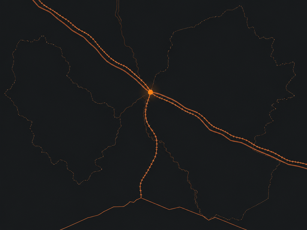 Map of Voi on the Nairobi-Mombasa railway, with the Voi-Taveta line branching south between the Tsavo parks